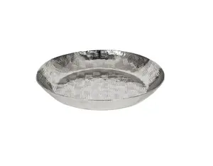 แผ่นเสียงอลูมิเนียมทรงกลมที่สวยงามพร้อมที่จับสลักไว้สำหรับตกแต่งบนโต๊ะเสิร์ฟผลไม้หรือเป็นถาดตกแต่ง - Product Image 2