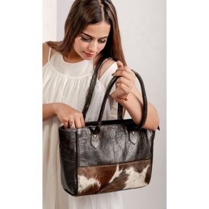<b>Large</b> Brown Cowhide Tote Handbag Genuine Leather Portable Shopping <b>Purse</b> for Women for Summer and Winter - Product Image 1