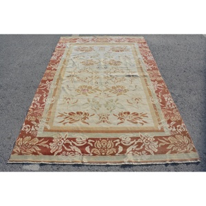 Turkish Vintage Rug, Large 5.2x7.9 ft (160x241 cm) Rug, <b>Brown</b> Persian <b>Wool</b> Rug - Product Image 1