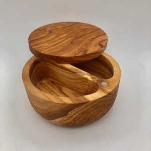Luxury Indian Handicraft Wooden Salt Cellar With Swivel Lid - <b>Spice</b> <b>Jar</b> & Condiment Keeper For Kitchen Table. - Product Image 5