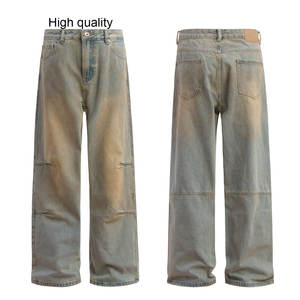 Pantalones vaqueros lavados al por mayor kivotech, pantalones vaqueros holgados de alta calidad para hombre y mujer - Product Image 1
