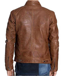 Veste en cuir véritable vieilli unisexe vêtements d'extérieur vintage design motard de mode chaud et élégant vente en gros de logo personnalisé - Product Image 2