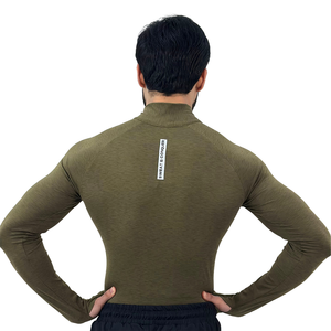 Custom logo Half Zip Gym <b>Shirt</b> High Quality Polyester Spandex Activewear Zip <b>Compression</b> Long Sleeve <b>Shirt</b> <b>for</b> <b>Men</b> - Product Image 4