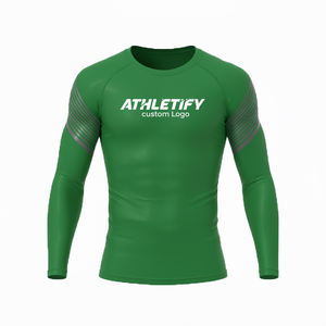 Vêtement de sport compressif sublimé à manches longues pour hommes, idéal pour la salle de sport, la course à pied, l'entraînement, respirant, évacuant l'humidité, extensible, performance - Product Image 1