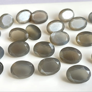 Pierre de lune grise naturelle 4x6mm ovale à facettes coupe de qualité supérieure-Pierre de lune grise flashy ovale à facettes - Product Image 1