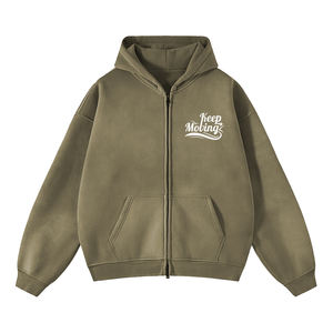 High Quality Men's Brown Hoodie Acid <b>Wash</b> Ruff Style 100% Cotton Zipper up Winter Street Wear with Customized Logo - Product Image 6