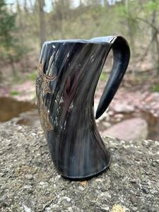 Taza de Cuerno Natural Hecha a Mano, Duradera, con Acabado Pulido, el Mejor Regalo para Bebidas Frías o Calientes, Talla L, Imitación Antigua para el Hogar - Product Image 4