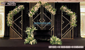 Panneaux de toile de fond rustique en métal doré pour scène, arche en métal doré, support de mariage, vente en gros - Product Image 5