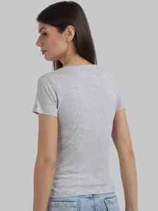 2024 Fashion Women's Grey Cotton <b>T</b>-<b>Shirt</b> <b>Sequin</b> Letter Graphic Print Short Sleeve Casual Round Neck Slim Fit Tee Tops for Ladies - Product Image 2
