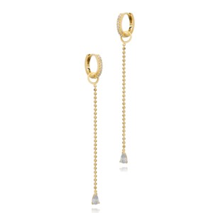 Pendientes Largos con Diseño de Cadena de Bolas y Perlas, Plata de Ley 925, Chapados en Oro, Joyería Fina Turca, Regalo - Product Image 5