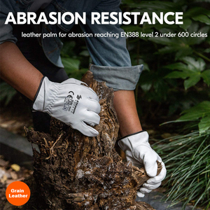 Vache Blanc Grain Brun Douane Sécurité Vache Split Gants De Conducteur Mode Équitation En Cuir Gants De Conducteur pour La Vente En Gros - Product Image 5