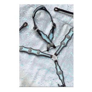 Juego de tachuelas de cuero occidental High on Demand con Riendas de cuello de pecho duraderas para entrenamiento de caballos de la India - Product Image 4