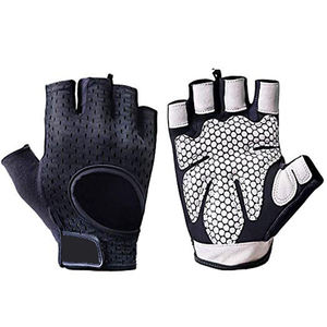Guantes ligeros de microfibra para entrenamiento con pesas con palma de cuero acolchada, transpirables, para gimnasio, Fitness, guantes de elevación sin dedos - Product Image 4