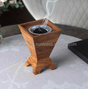 Cadeaux d'entreprise Artisanat Gravé Acacia Bois Bakhoor Brûleur Plateau Ensembles Encens Arabe Indien Madkhan Religieux Coriandre - Product Image 6