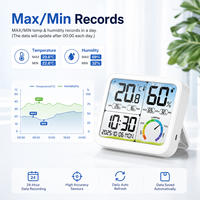 Thermomètre hygromètre numérique avec horloge, grand écran LCD, moniteur de température et d'humidité ambiante avec indicateur de confort pour chambre de bébé, OEM