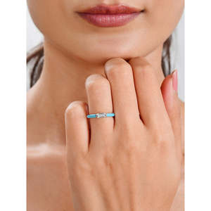 Elegante Anillo de Plata de Ley 925 con Esmalte y Diamantes Americanos de Grado AAA para Mujer, Joyería para Mujeres a la Moda - Product Image 4