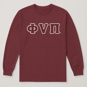 Maglietta a Maniche Lunghe Kappa Alpha Psi Old Skool Phi Nu Pi, T-Shirt con 3 Lettere in Feltro, Abbigliamento Greco da Uomo D9 Marrone - Product Image 1