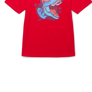 Camiseta Roja de Manga Corta para Hombre con Estampado Floral en la Parte Delantera, Cuello Redondo, Estilo Casual, Holgada, Transpirable, de Poliéster, Vintage - Product Image 2