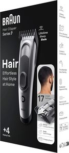 Braun tóc Clipper Series 7, có lưỡi dao sắc nét suốt đời, Clipper tóc nam với 17 cài đặt độ dài, với 4 kiểu hc7390 - Product Image 5