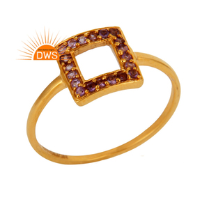 Meilleure vente Bague empilable en argent sterling plaqué or 18 carats avec améthyste naturelle Fabricant de bijoux personnalisé - Product Image 1