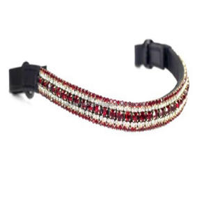 Nouveauté Accessoires pour chevaux Bande de front de cheval en cuir de qualité supérieure en forme de U faite à la main avec 5 rangées de cristaux rouges bande de front diamante bling - Product Image 2