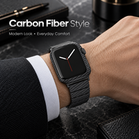 Bracelet de montre en fibre de carbone respirant et luxueux avec fermoir pliable pour montres intelligentes de 38/40/41 mm et 42/44/45/49 mm