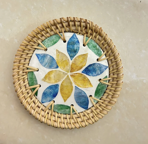 Posavasos Decorativo de Ratán con Incrustaciones de Nácar, Accesorio Natural para Mesa, Artesanía de Vietnam - Product Image 6
