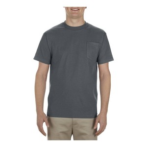 Alstyle 1305 / 00337 <b>Mens</b> Premium Heavyweight <b>Pocket</b> T-<b>Shirt</b> Charcoal Grey Bulk Wholesale - Product Image 1