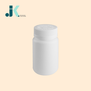 HDPE de alta calidad 100mL botella redonda CR plástico blanco JK soluciones de embalaje píldora/vitamina/polvo embalaje mejor precio M0331 - Product Image 3