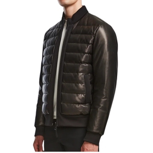 Veste d'hiver en peau de mouton véritable originale pour homme, col montant, logo frontal, imperméable, écologique, service OEM, haute qualité, sur mesure - Product Image 3