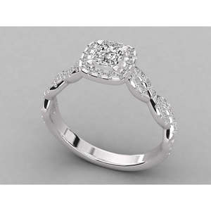 Anillo de Diamante Cultivado en Laboratorio con Corte Cojín en Oro de 14K para Mujer - Product Image 4
