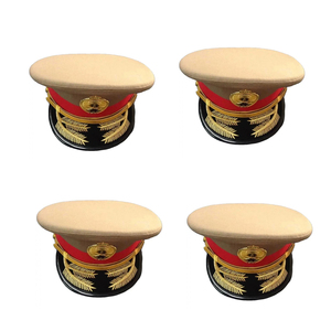 Chapeau de fanfare en cuir synthétique blanc Flûte Band Peck Chapeaux avec tresse dorée Chapeaux d'officier de qualité supérieure - Product Image 5