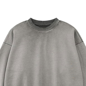 Producto de alta tendencia Mejor costura Lavado ácido Tamaño personalizado 100% algodón O Cuello Básicos Sudadera de mezcla de algodón para hombres - Product Image 3
