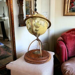 Globe terrestre de 4,5 pouces sur base en laiton/bois/verre avec boussole, décoration artistique élégante, ornement de bureau nautique - Product Image 5