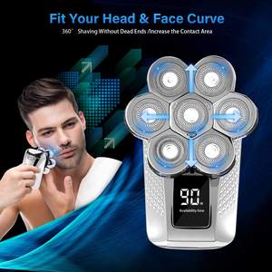 Kit de Afeitado Rotatorio Inalámbrico Recargable, Afeitadora Eléctrica para Hombre, Resistente al Agua IPX7, para Cara Calva, Uso en Seco/Húmedo, Lavable - Product Image 4