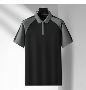 High Quality Solid Knitted Mens for <b>Shirts</b> Textured Cotton <b>Half</b> Quarter Zips Pullover Short Sleeve Quick Dry Golf Streetwear - Product Image 4