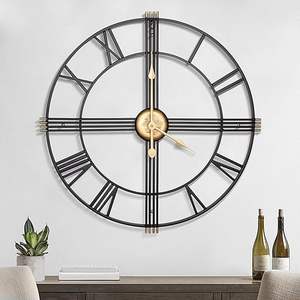 Reloj de pared de Metal de artes de pared de Venta caliente en línea, reloj de hierro único decorativo Interior de lujo antiguo chapado en oro, trabajo de larga duración - Product Image 2