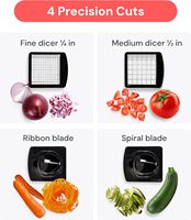 Hache-légumes professionnel, hachoir multifonctionnel avec récipient, trancheuse à fruits, gadgets de cuisine pour la préparation des repas et la cuisine à domicile