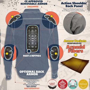 Camisa de Motociclista con Capucha para Hombre, Talla Grande, Gris/Negro, con Protección Certificada CE, Reforzada, Ignífuga, Transpirable y Resistente al Viento GK - Product Image 5