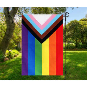 Paquete de 2 Banderas de Jardín Progress Pride - Banderas Pequeñas del Arcoíris LGBT de 12.5x18 Pulgadas, Bandera de la Comunidad Gay, Lésbica y Transgénero, Resistente a la Decoloración por Rayos UV - Product Image 4