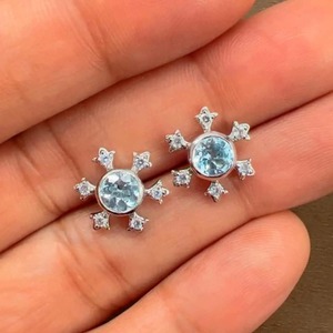 Pendientes de Topacio Azul al por Mayor, Plata de Ley 925, Diseño de Estrella, Joyería para Mujeres y Niñas, para Bodas y Aniversarios - Product Image 2