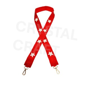 Customized White Gold Seed Bead Bag Straps <b>Red</b> & White Beaded Strap for Bags Fashionable Accessories - Product Image 3
