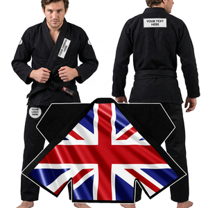 Kimono de Jiu Jitsu Brasileño Personalizado con la Bandera Británica, Uniforme de Judo 100% Algodón para Hombre, para Entrenamiento y Competencia, con Impresión de Logotipo - Product Image 1