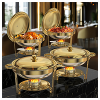 Réchaud à gaz au design créatif pour restaurant, hôtel, traiteur, buffet, en acier inoxydable, cuivre doré, portable, 8L