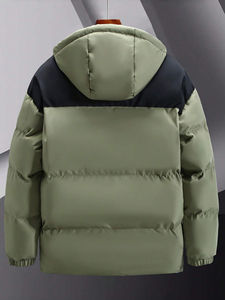 OEM Men's Lightweight Nylon Hooded Winter <b>Puffer</b> <b>Jacket</b> <b>Thin</b> Bubble Outerwear with Stand Collar for Outdoor Activities - Product Image 2