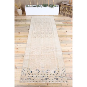 Tapis turc 3,6x9,7 pi (109x296 cm), tapis beige géométrique vintage - Product Image 1