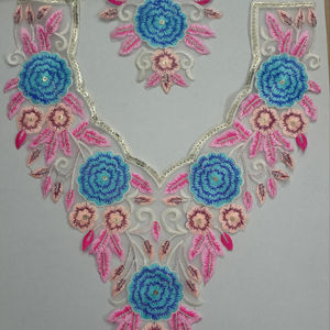 Parches bordados hechos a mano de lujo para tela de red de cuello con blusa de trabajo de lentejuelas Kurti vestido Sari sastrería Boutique uso - Product Image 1