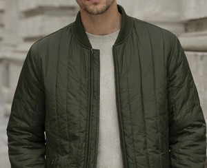 <b>Men</b> Quilted Insulated Workwear <b>Jacket</b> Heavyweight Padded Nylon Bomber <b>Jacket</b> with Rib Collar Custom Logo Winter Utility <b>Jacket</b> - Product Image 4