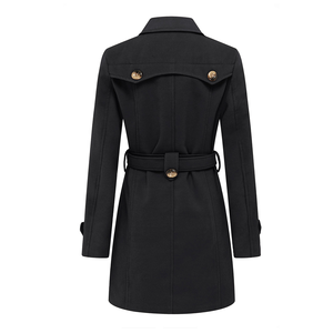 2026 Customized <b>Women's</b> Double Breasted <b>Pea</b> <b>Coat</b> Winter Mid-Long Trench <b>Coat</b> with Belt Made in Soft and Warm Wool OEM <b>Coats</b> - Product Image 2