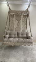 Hamac suspendu en coton avec cordon en macramé Double balançoire Style Boho tissé à la main suspendu extérieur intérieur adulte Double balançoire chaise
